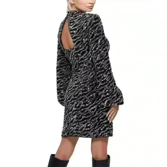 NEW! Guess Women's XS Zoe Sequin Balloon-Sleeve Dress NWT $198 - Picture 3 of 7